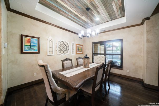 Chandelier, Dining room, Interior, Wood Texture Flooring