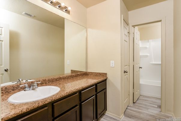 Bathroom, Dual Sink Vanities, Interior, Wood Texture Flooring