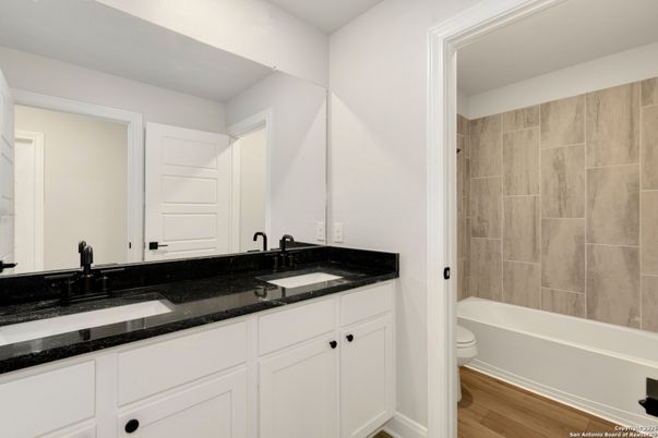 Bathroom, Dual Sink Vanities, Interior, Wood Texture Flooring