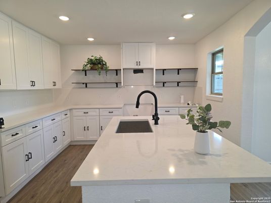 Interior, Kitchen, Recessed Lighting, Wood Texture Flooring