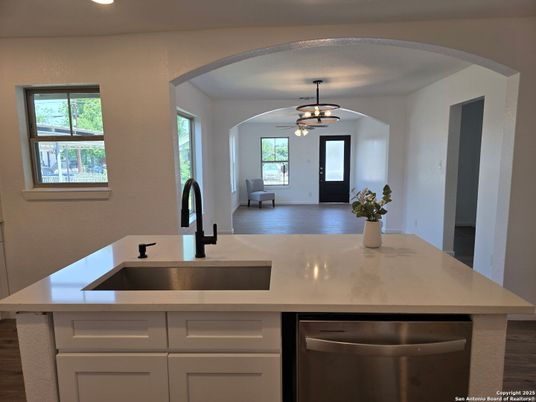 Interior, Kitchen, Recessed Lighting, Wood Texture Flooring