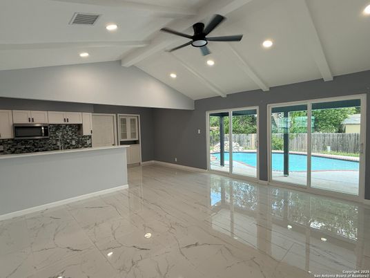 Empty room, Interior, Kitchen, Marble, Recessed Lighting