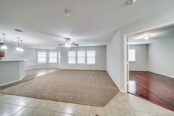 Empty room, Interior, Pendant Lights, Wood Texture Flooring