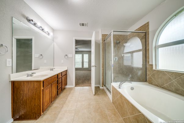 Bathroom, Dual Sink Vanities, Glass Shower, Interior