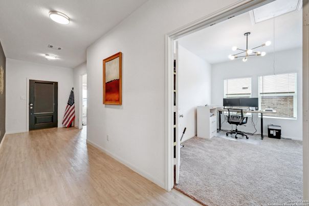 Home Office, Interior, Pendant Lights, Wood Texture Flooring