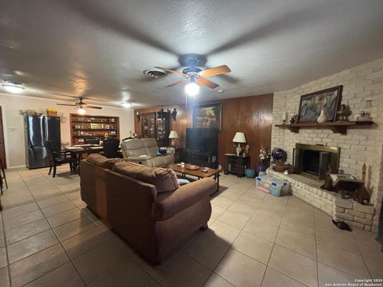 Dining room, Fireplace, Interior, Living room, Stone Walls