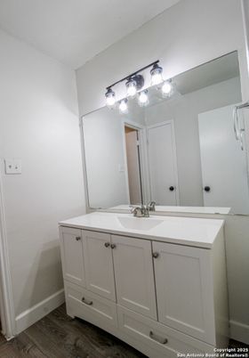 Bathroom, Dual Sink Vanities, Interior, Wood Texture Flooring