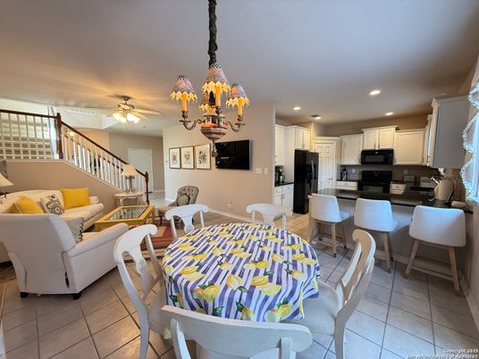 Chandelier, Dining room, Interior, Kitchen, Living room, Recessed Lighting, Stainless Steel Appliances