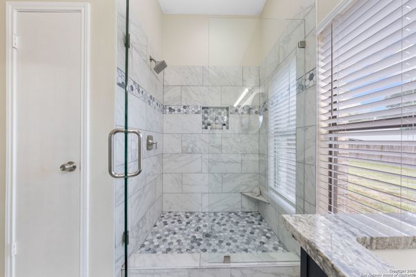 Bathroom, Glass Shower, Interior, Marble Walls