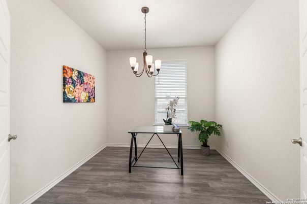 Chandelier, Home Office, Interior, Wood Texture Flooring