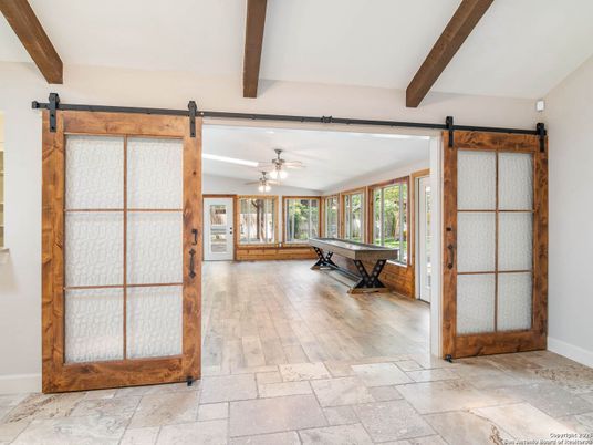 Billiard Table, Game Room, Interior, Wooden Beams, Wood Texture Flooring