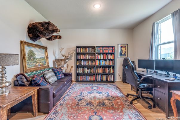 Home Office, Interior, Recessed Lighting, Wood Texture Flooring
