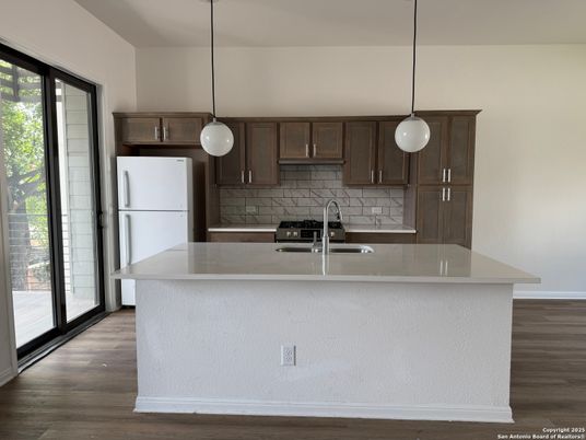 Interior, Kitchen, Pendant Lights, Wood Texture Flooring