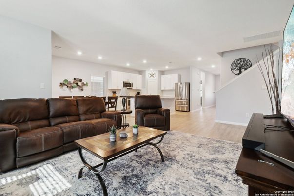 Interior, Kitchen, Living room, Recessed Lighting, Stainless Steel Appliances, Wood Texture Flooring