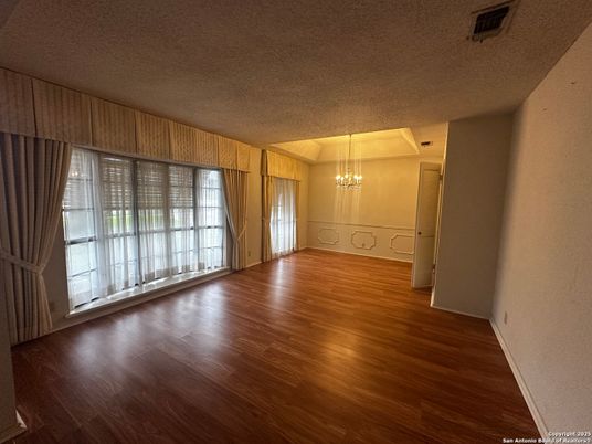 Empty room, Interior, Pendant Lights, Wood Texture Flooring
