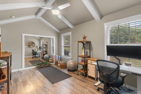 Fitness Equipment, Home Office, Interior, Wood Texture Flooring