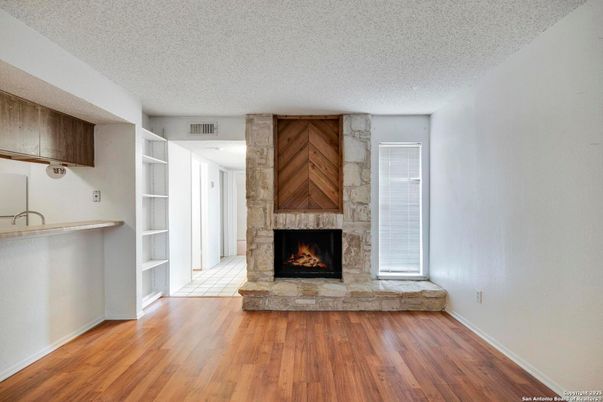 Empty room, Fireplace, Interior, Wood Texture Flooring
