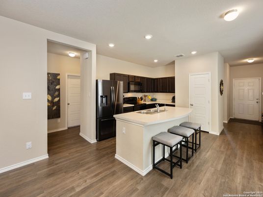 Interior, Kitchen, Recessed Lighting, Wood Texture Flooring