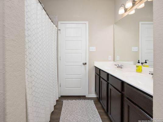 Bathroom, Dual Sink Vanities, Interior, Wood Texture Flooring