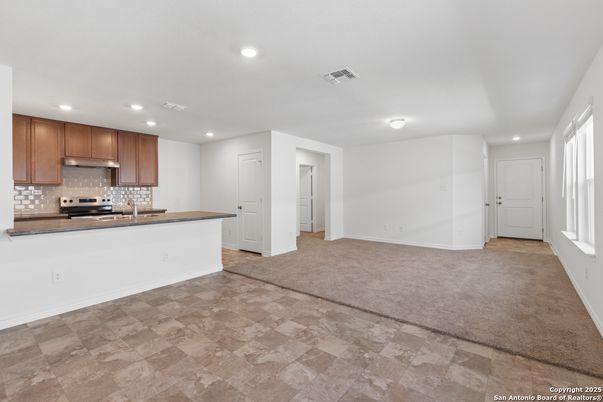Empty room, Interior, Kitchen, Recessed Lighting, Stainless Steel Appliances