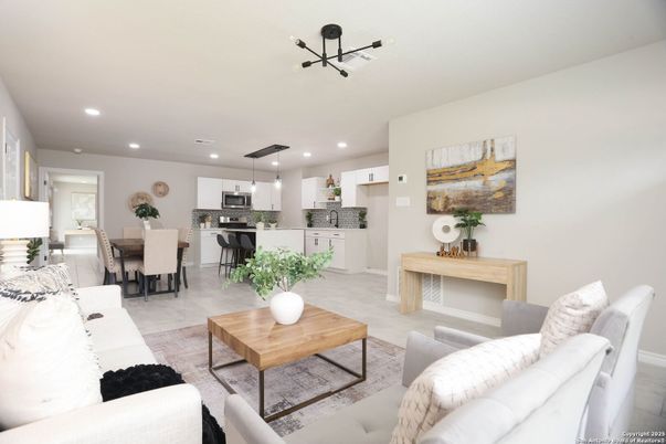 Dining room, Interior, Kitchen, Living room, Pendant Lights, Recessed Lighting, Stainless Steel Appliances