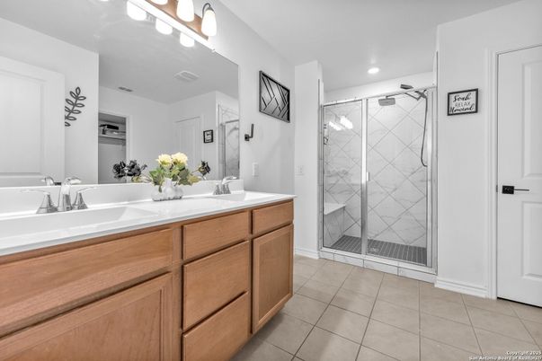 Bathroom, Dual Sink Vanities, Glass Shower, Interior, Recessed Lighting