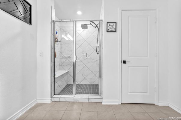 Bathroom, Glass Shower, Interior, Marble Walls, Recessed Lighting