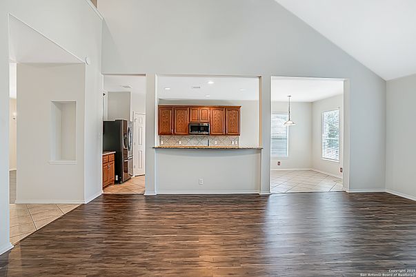 Interior, Kitchen, Pendant Lights, Recessed Lighting, Wood Texture Flooring