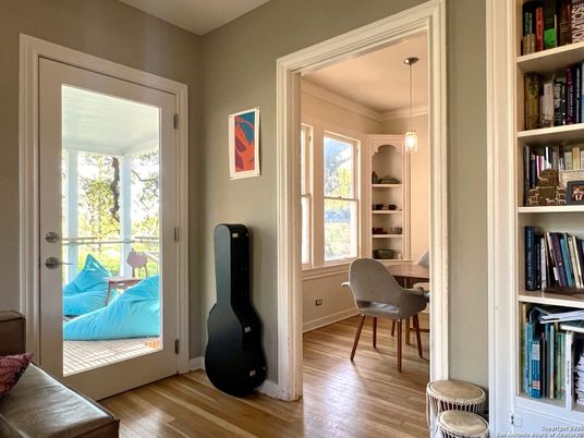 Home Office, Interior, Pendant Lights, Wood Texture Flooring