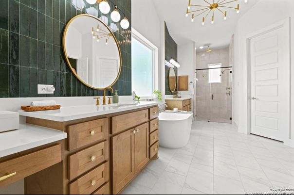 Bathroom, Dual Sink Vanities, Free Standing Baths, Glass Shower, Interior, Marble
