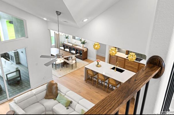 Dining room, Interior, Kitchen, Living room, Pendant Lights, Recessed Lighting, Wood Texture Flooring