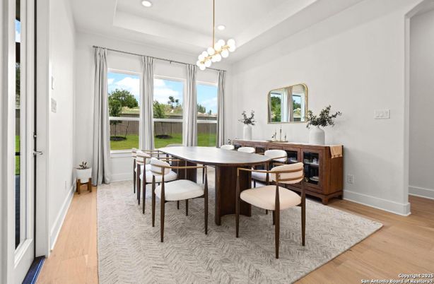 Chandelier, Dining room, Interior, Pendant Lights, Recessed Lighting, Wood Texture Flooring