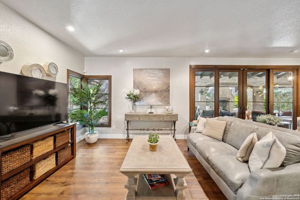 Interior, Living room, Recessed Lighting, Wood Texture Flooring