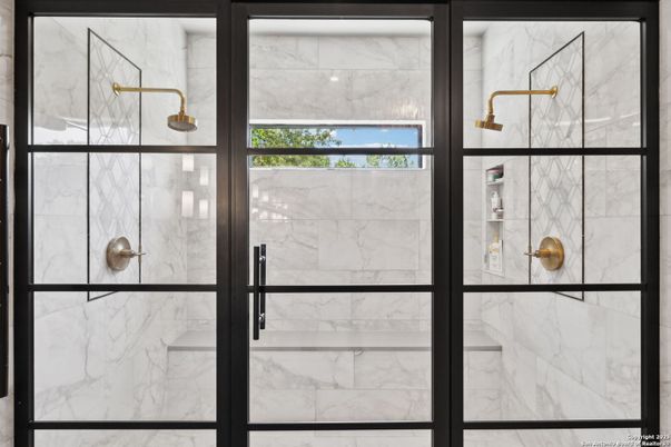 Bathroom, Glass Shower, Interior, Marble Walls