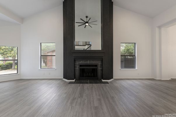 Empty room, Fireplace, Interior, Wood Texture Flooring