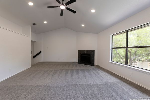 Empty room, Fireplace, Interior, Recessed Lighting