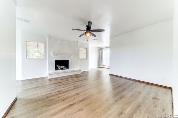 Empty room, Fireplace, Interior, Wood Texture Flooring
