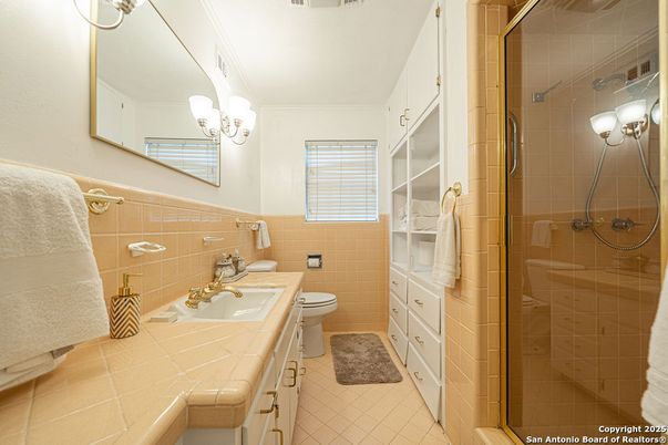 Bathroom, Dual Sink Vanities, Glass Shower, Interior, Tile Countertops