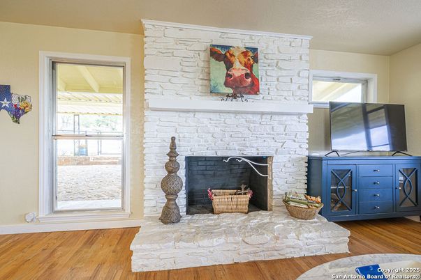 Fireplace, Interior, Stone Walls, Wood Texture Flooring