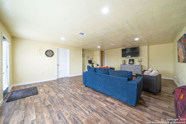 Interior, Living room, Recessed Lighting, Wood Texture Flooring