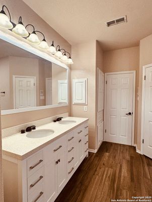Bathroom, Dual Sink Vanities, Interior, Wood Texture Flooring
