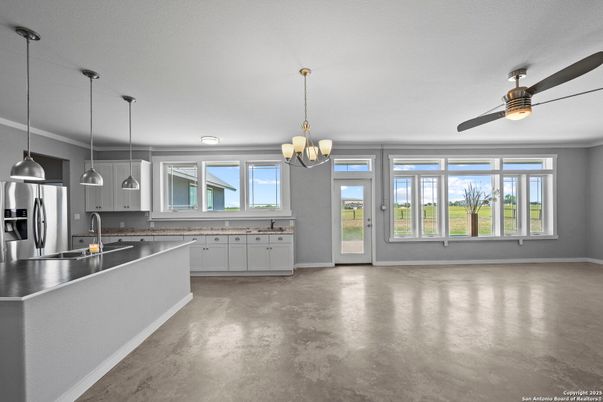 Chandelier, Empty room, Interior, Kitchen, Pendant Lights