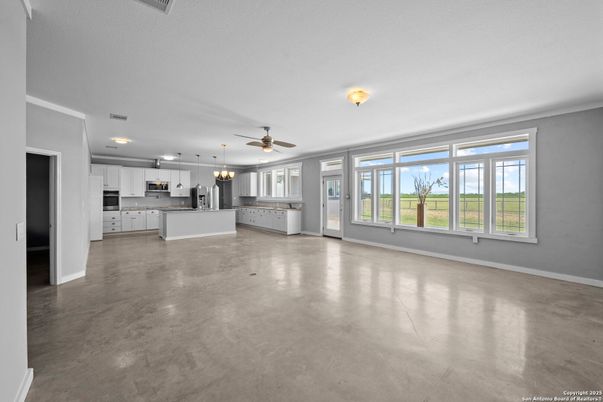 Empty room, Interior, Kitchen, Pendant Lights
