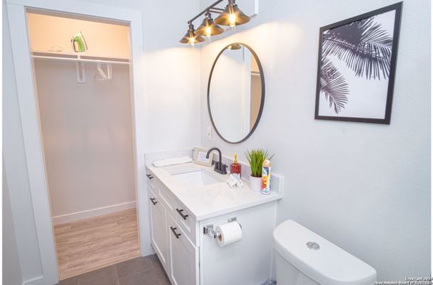 Bathroom, Dual Sink Vanities, Interior, Wood Texture Flooring