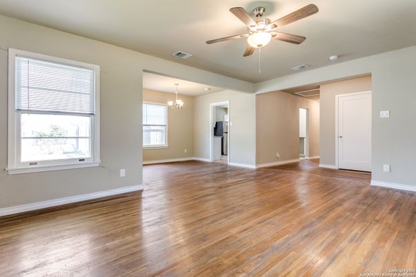 Chandelier, Empty room, Interior, Wood Texture Flooring