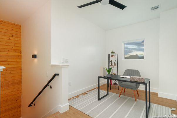 Home Office, Interior, Wood Texture Flooring, Wooden Walls