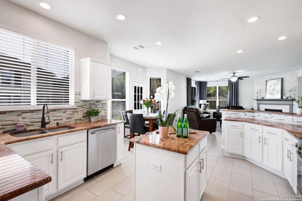 Dining room, Interior, Kitchen, Living room, Recessed Lighting