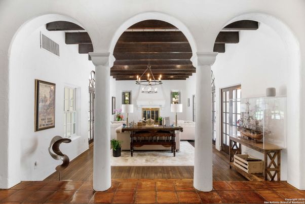 Fireplace, Interior, Pendant Lights, Wooden Beams, Wood Texture Flooring
