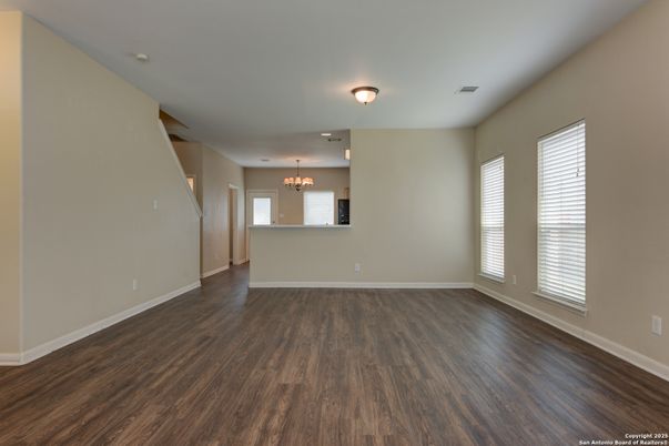 Chandelier, Empty room, Interior, Wood Texture Flooring