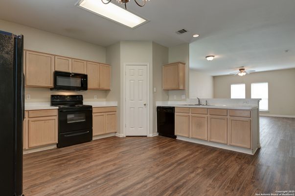 Interior, Kitchen, Recessed Lighting, Wood Texture Flooring